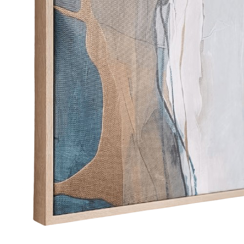 Set of 2 Abstract Canvas Wall Art – Blue & Beige