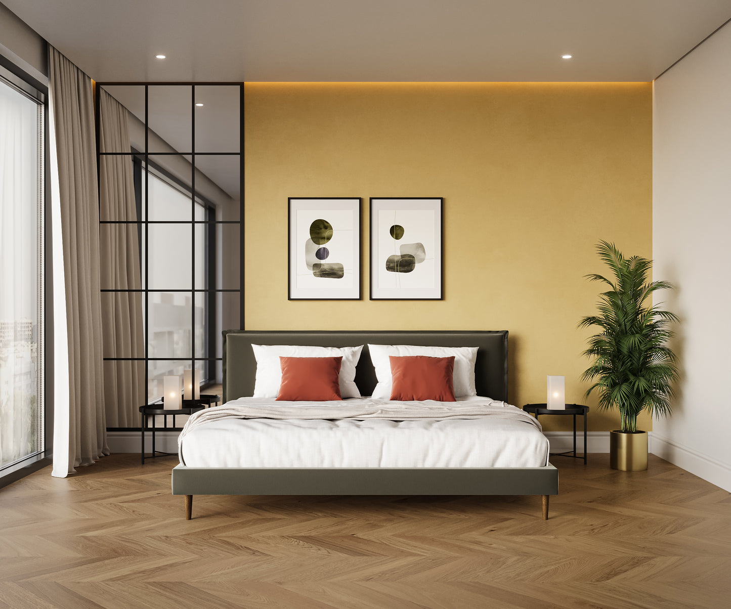 Queen Horizon Bed Frame - Kaki (160x200 cm)