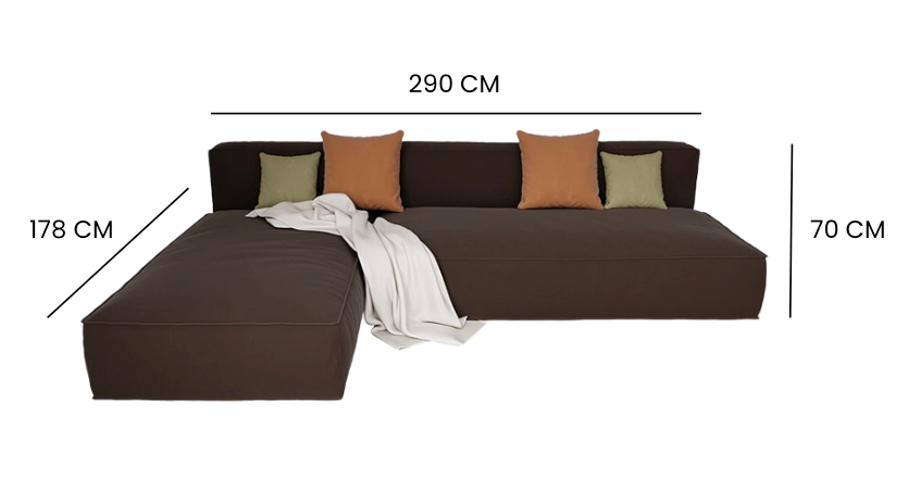 L-Shape Sofa - Chocolate Brown