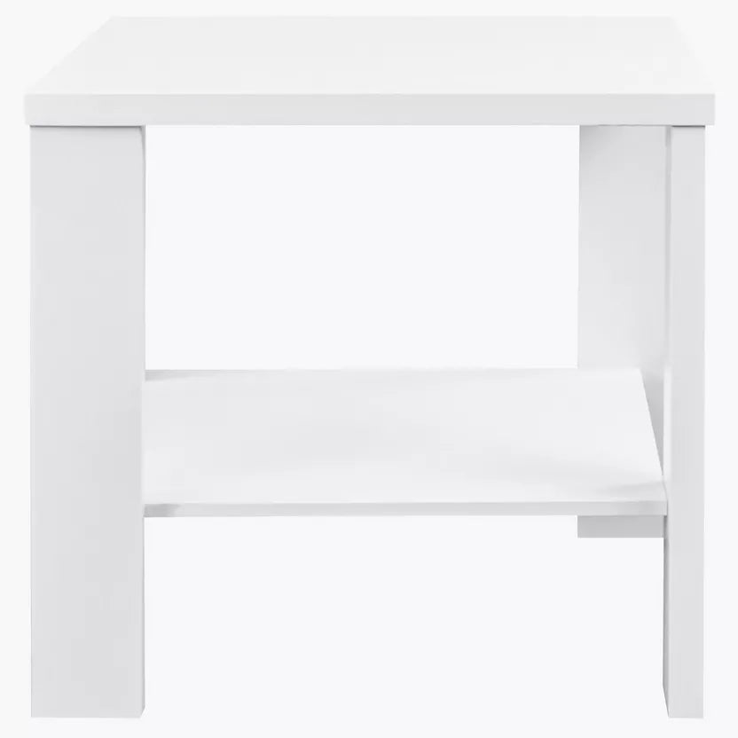 White Bedside Table with Shelf