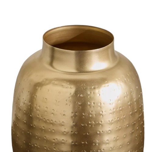 Gold Ribbed Metal Decorative Vase (23 cm)