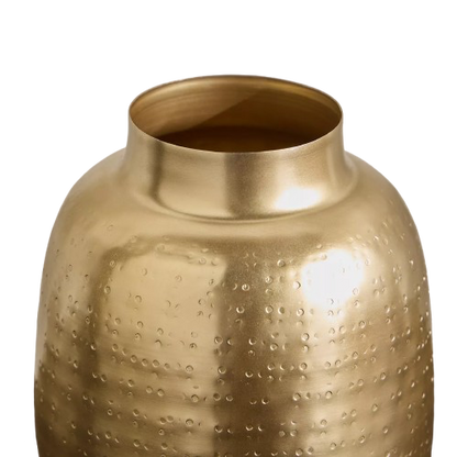 Gold Ribbed Metal Decorative Vase (23 cm)