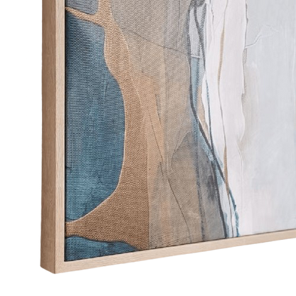 Set of 2 Abstract Canvas Wall Art – Blue & Beige