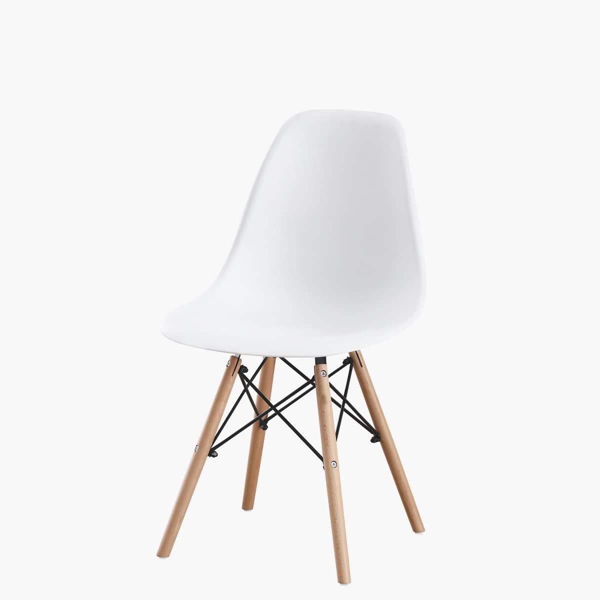 White Dining Chair with Wooden Legs