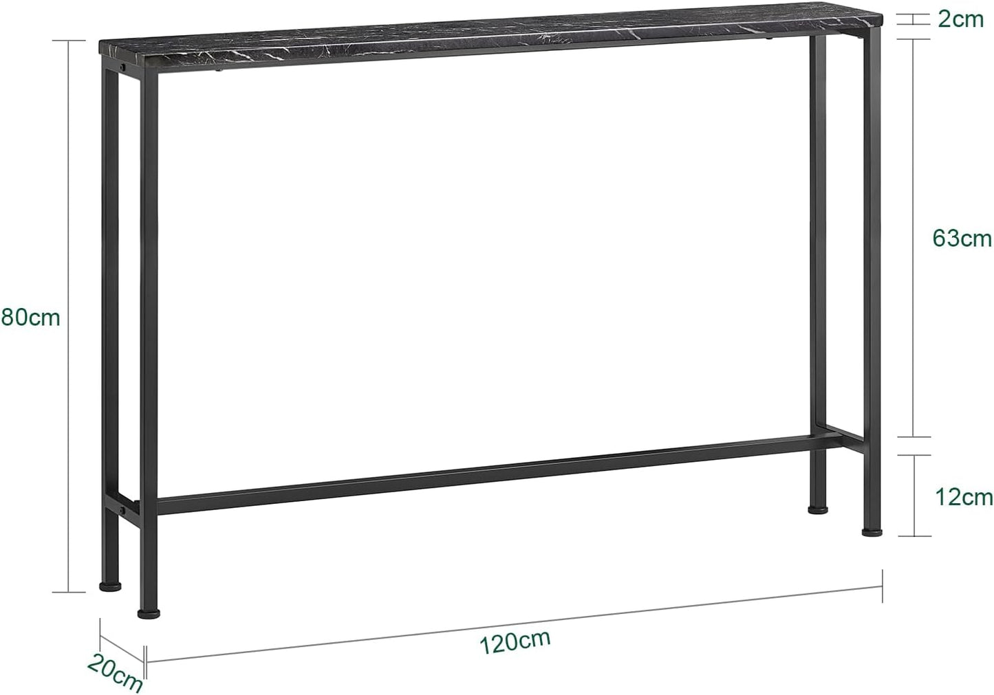 Marble Effect Console Table – Black (120 cm)