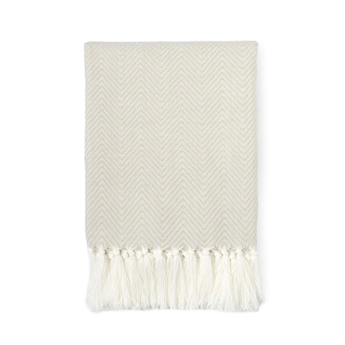Beige Herringbone Throw (125x150 cm)