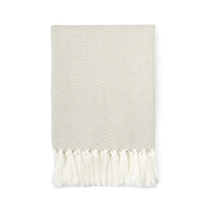 Beige Herringbone Throw (125x150 cm)