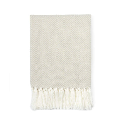 Beige Herringbone Throw (125x150 cm)