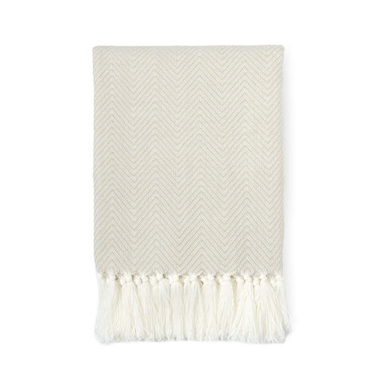 Beige Herringbone Throw (125x150 cm)