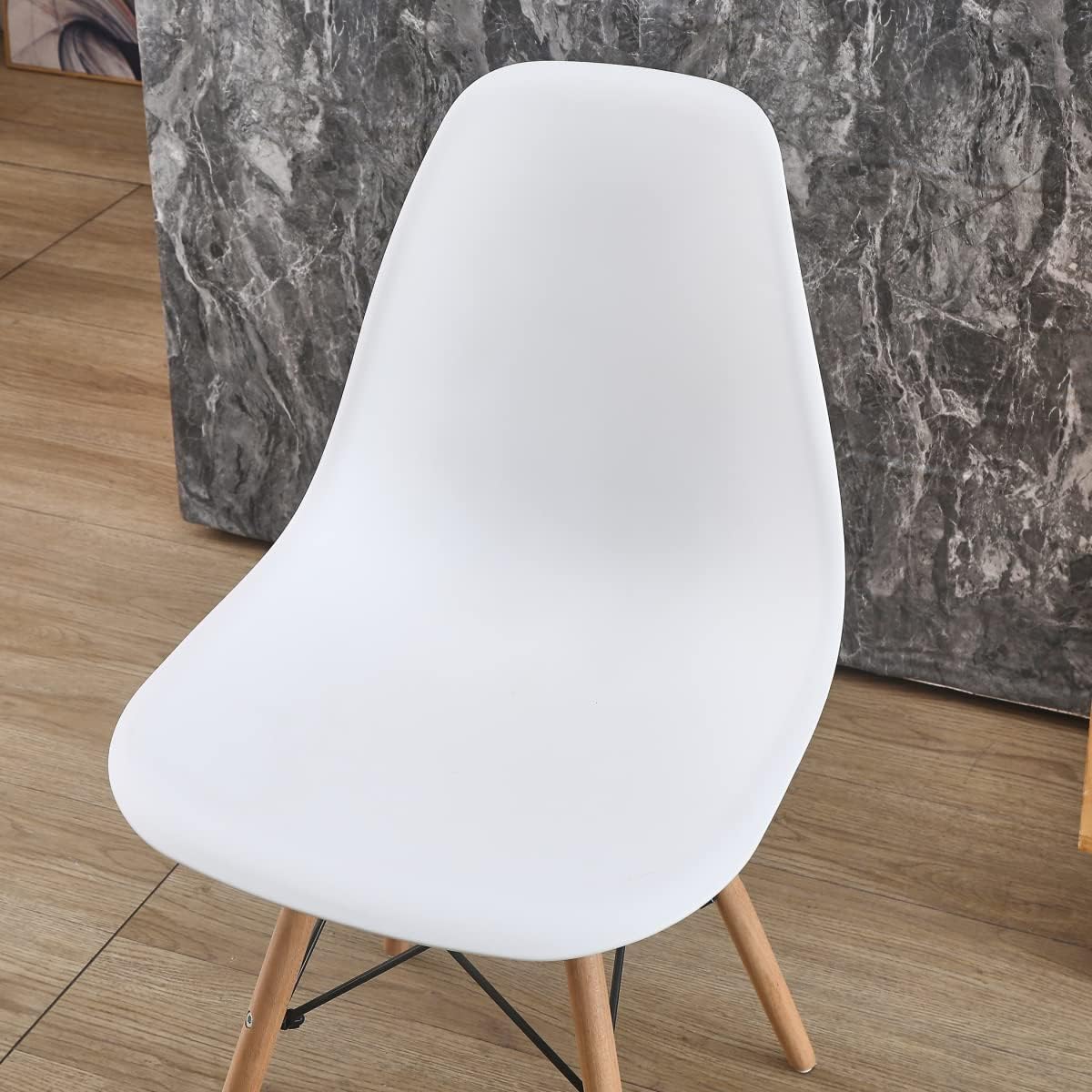 White Dining Chair with Wooden Legs