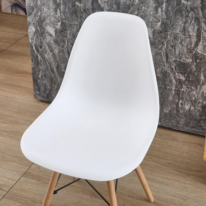 White Dining Chair with Wooden Legs