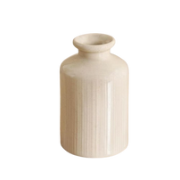 White Ceramic Vase – Ribbed Cylinder