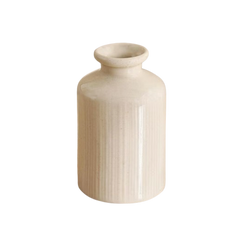 White Ceramic Vase – Ribbed Cylinder