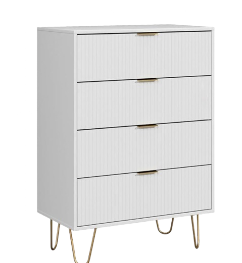 4-Drawer Storage Console - White & Gold