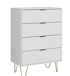 4-Drawer Storage Console - White & Gold