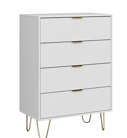 4-Drawer Storage Console - White & Gold