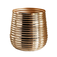 Gold Ribbed Metal Decorative Vase (14 cm)