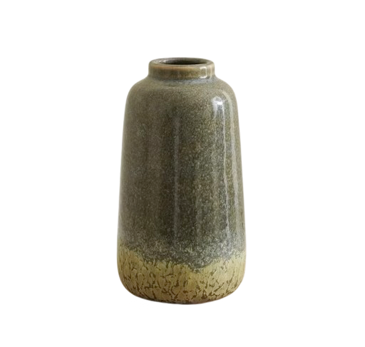 Ceramic Decorative Vase – Grey & Green Finish (15 cm)