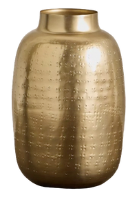 Gold Ribbed Metal Decorative Vase (23 cm)
