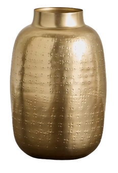 Gold Ribbed Metal Decorative Vase (23 cm)