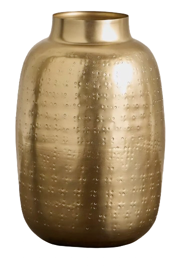 Gold Ribbed Metal Decorative Vase (23 cm)
