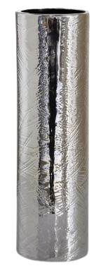 Textured Metallic Ceramic Vase – Silver (39 cm)