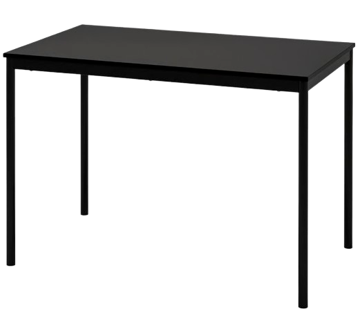 4-Seater Rectangular Dining Table – Black (120x80 cm)