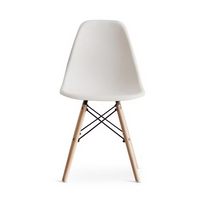 White Dining Chair with Wooden Legs