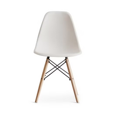 White Dining Chair with Wooden Legs