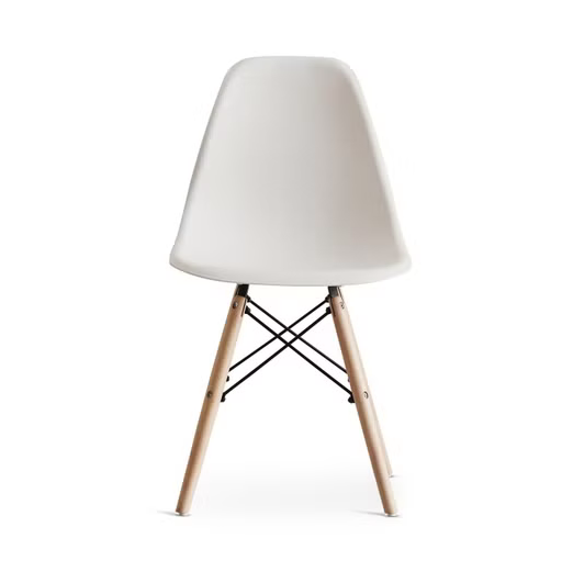White Dining Chair with Wooden Legs