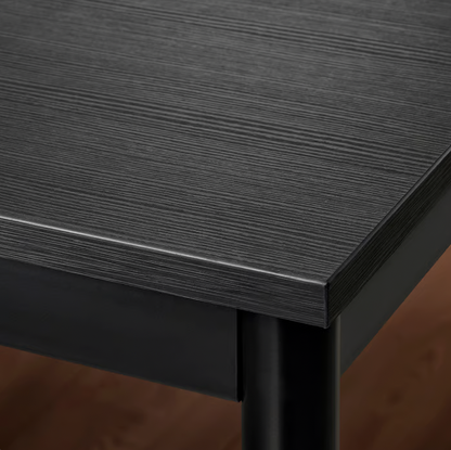 4-Seater Rectangular Dining Table – Black (120x80 cm)