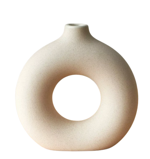 SMALL DECORATIVE VASE - BEIGE (Circular)