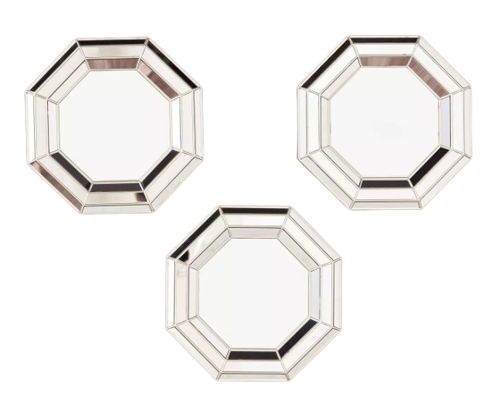 WALL MIRROR (SET OF 3-PIECES) - METALLIC HEXAGON