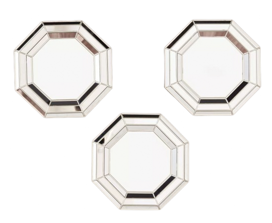 WALL MIRROR (SET OF 3-PIECES) - METALLIC HEXAGON
